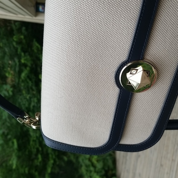 kate spade Audrey Canvas Top Handle Flap Crossbody, Color: Blazer Blue Multi - Picture 14 of 15